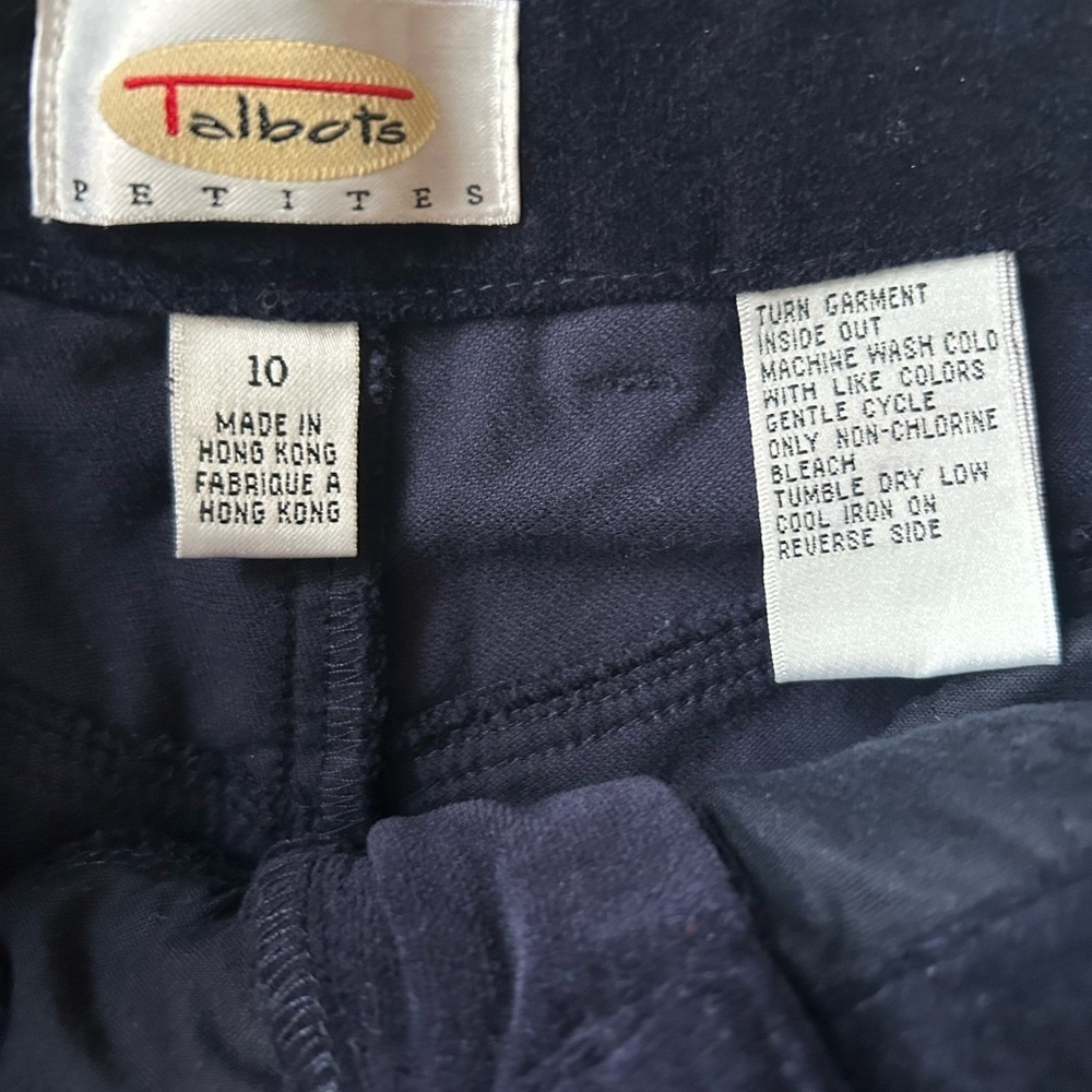 Talbots navy blue velvet cotton 90s/2000 Mom Jeans style straight leg 10 petite - Picture 6 of 7
